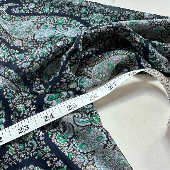 J. Crew Green and Gray Smocked Long Sleeve Blouse - Picture 6 of 7